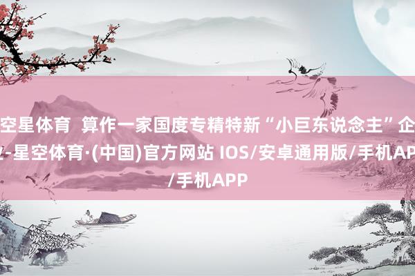 空星体育  算作一家国度专精特新“小巨东说念主”企业-星空体育·(中国)官方网站 IOS/安卓通用版/手机APP